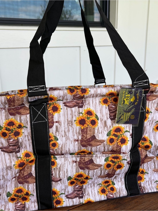 Handbags - Sunflower Cowboy Boot Tote Bag - NGIL